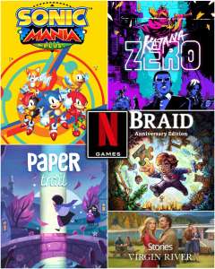 [Netflix-abonnees] Sonic Mania Plus, Katana ZERO, Braid: Anniversary Edition, Paper Trail, Netflix Stories: Virgin River - Gratis op mobiel