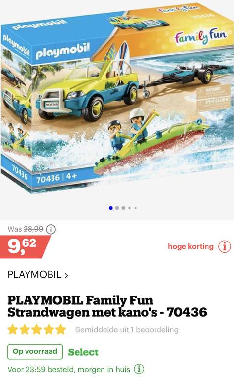 [bol.com] PLAYMOBIL Family Fun Strandwagen met kano's - 70436 €9,62
