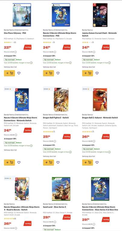 Hoge korting op Manga/Anime style games bij Bol.com (PS5, PS4, Nintendo Switch, Xbox)