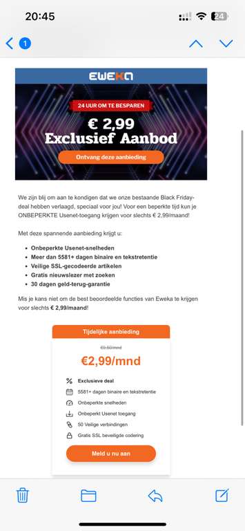 Eweka Usenet €2,99 per maand