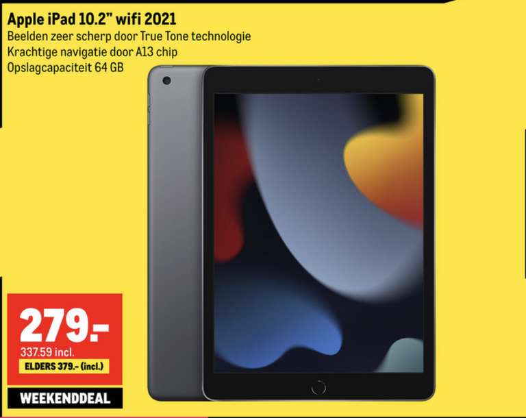 Makro: 2021 Apple iPad (10,2‑inch, Wi-Fi, 64 GB) (9e generatie)