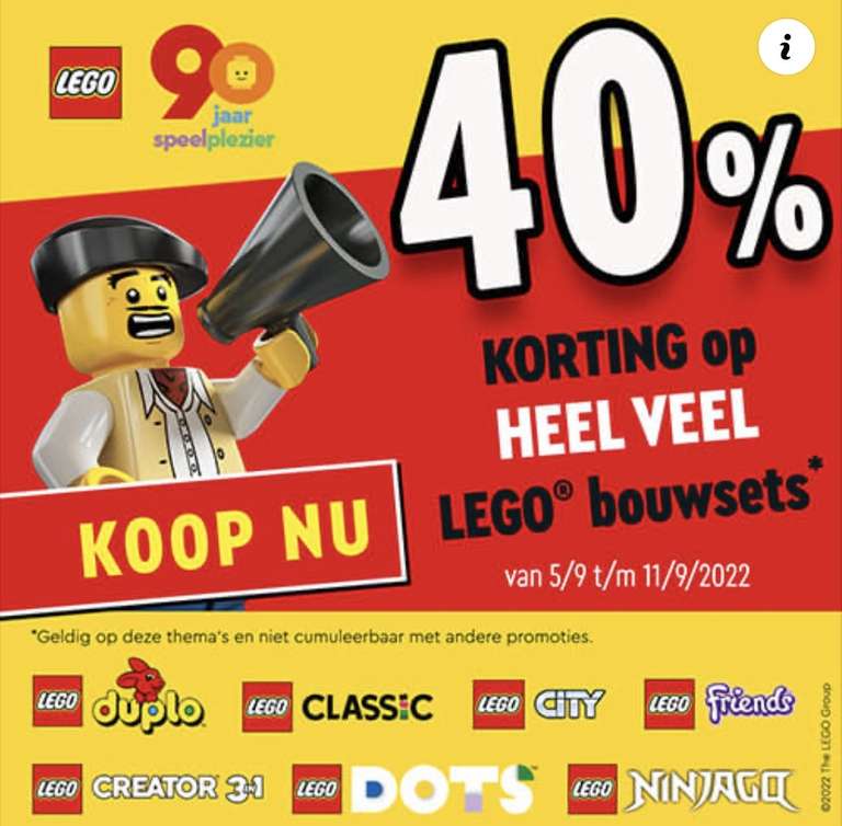 40% korting op Lego Brickshop