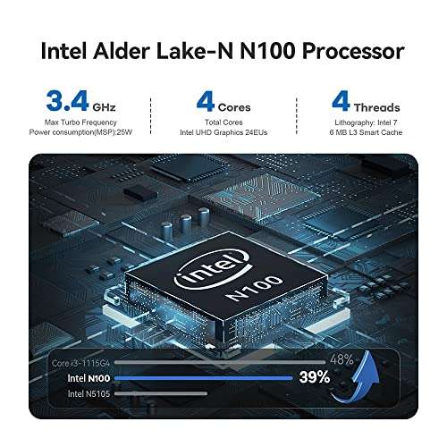 Beelink Mini PC, 12th Gen Intel Alder Lake-N100 Processor (up to 3.40GHz), EQ12 Office Mini Computer, 16GB DDR5 500GB SSD Mini Desktop PC