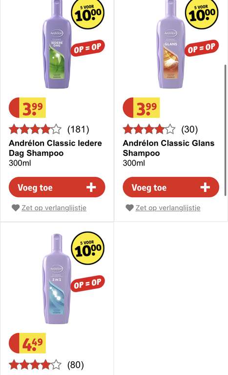 [kruidvat] 5 stuks andrelon voor €10 + gratis robijn wasmiddel flessen! Zie omschrijving