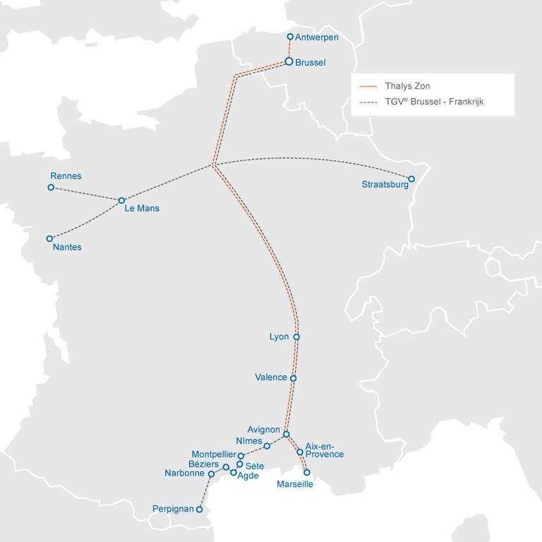 Start Verkoop ZON Thalys Frankrijk (en TGV Zomer/Herfst) vanaf 7 maart (Retour vanaf €111)