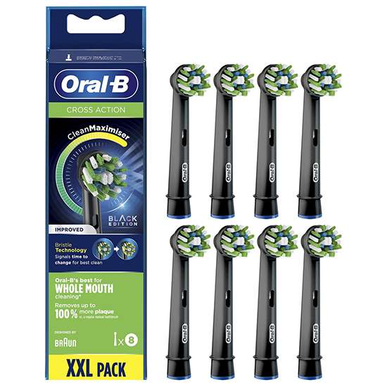 Oral-B Cross Action Black Edition opzetborstels - 8 stuks