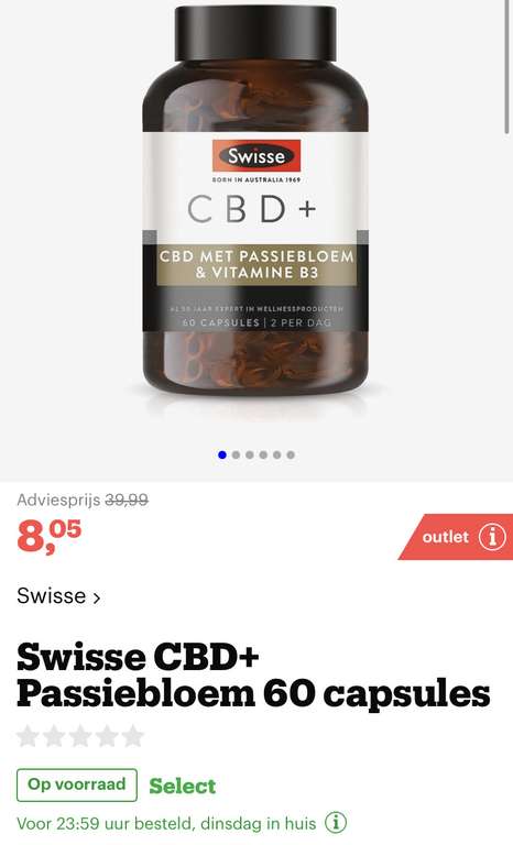 [bol.com] Swisse CBD+ Passiebloem 60 capsules €8,05