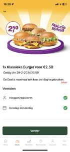 McDonald’s klassieke burger voor €2,50