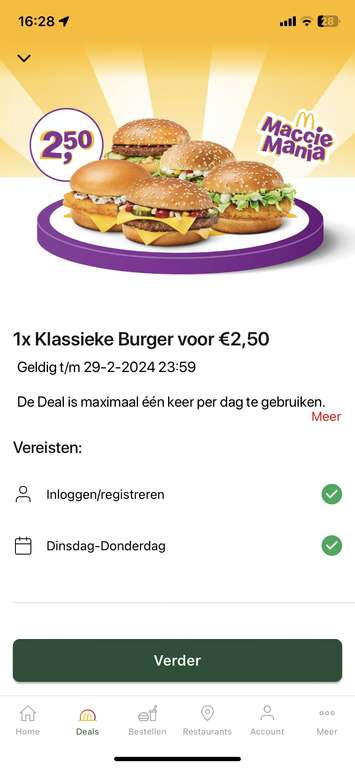 McDonald’s klassieke burger voor €2,50