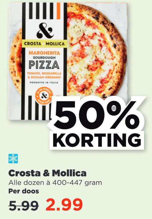 Crosta en Mollica pizza en lasagne met 50% korting bij de Plus (1 vd beste diepvries pizza's)