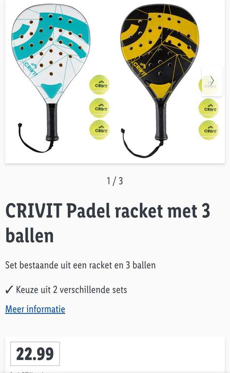 CRIVIT Padel racket met 3 ballen