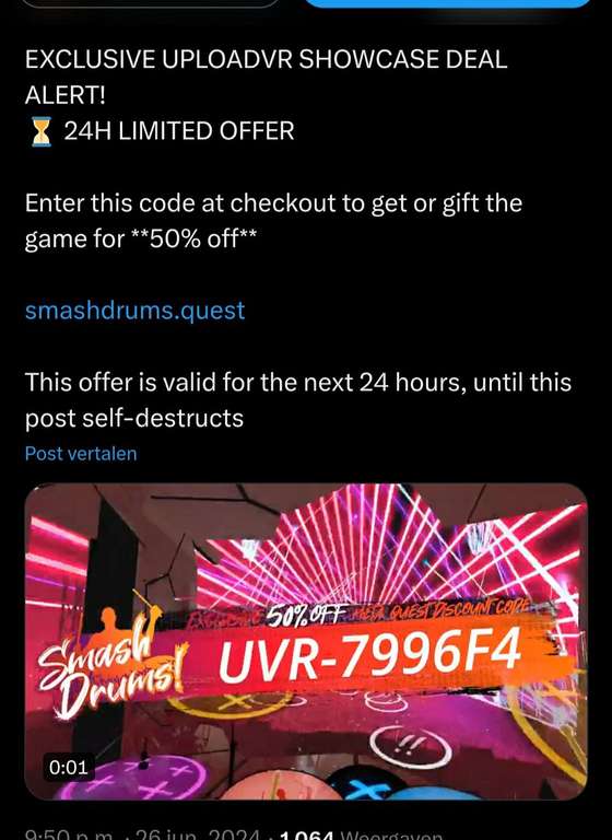 VR game Smash Drums - 50% korting - Meta Quest