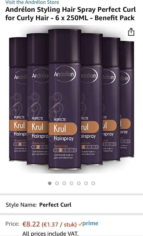 Andrélon Styling Haarspray Perfecte Krul voor krullend haar - 6 x 250ML - Voordeelverpakking