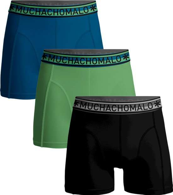 MUCHACHOMALO Men 3-pack shorts solid blue/green/black
