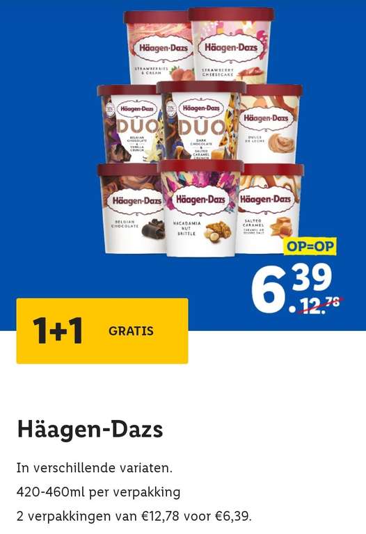 Lidl app: Haagen dasz 1+1 gratis. - 50%.
