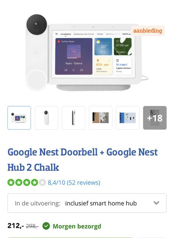 Google Nest Deurbel + Google hub 2 Chalk