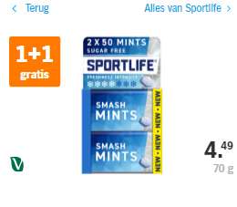 Sportlife Mints nu 1+1 gratis!