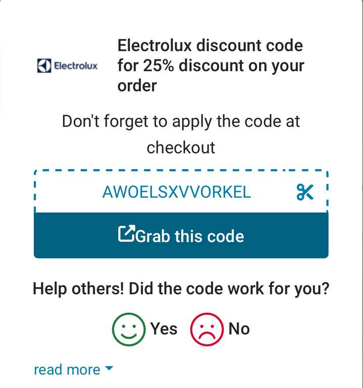 25% Electrolux Kortingscode