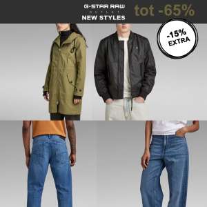 G-Star outlet: nieuwe collectie tot -65% & 15% extra korting