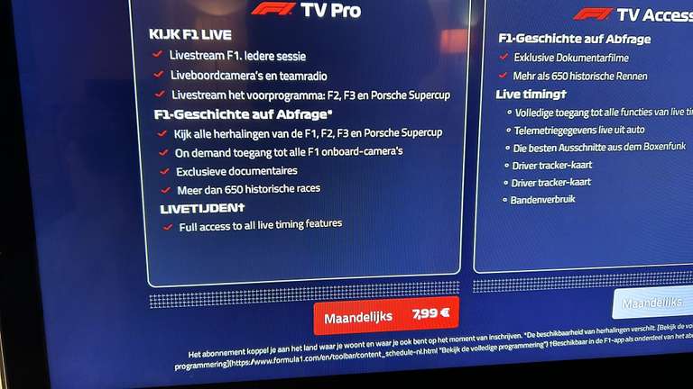 F1 TV pro voor 7,99 per maand via Amazon Firestick