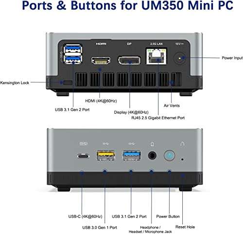 Mini PC Windows 11 Pro, MINIS FORUM UM350 16GB DDR4 / 512GB SSD AMD Ryzen 5 3550H (externe verkoper)