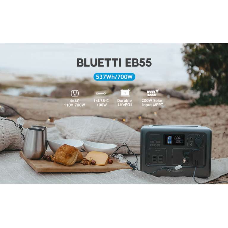 Bluetti EB55 537Wh LiFePO4 Powerstation voor €316 @ Geekbuying