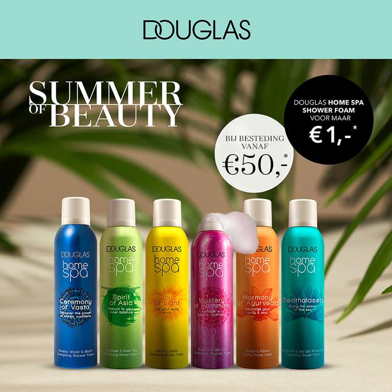 Douglas Home Spa showerfoam voor €1 (twv €6,36) bij min. €50 - ook geldig op giftcards @ Douglas