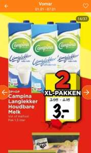 Campina Langlekker houdbare melk, 2 x 1.5 liter voor €3 @Vomar