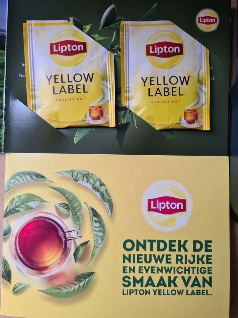Lipton yellow label tea, gratis, plaatselijke AH, nieuwegein