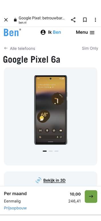 Google pixel 6a bij abonnement Ben