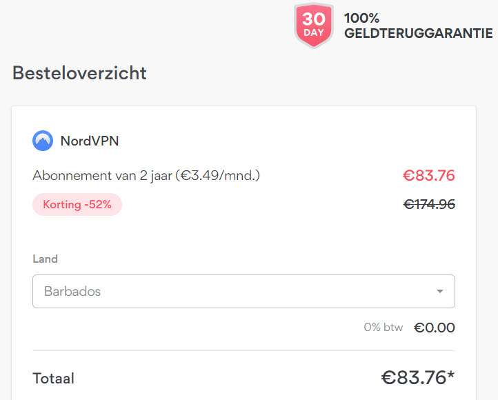 NordVPN 2 jaar, cashback 80% via cashbackxl