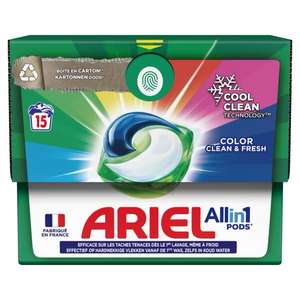 Ariel pods €0,28 per stuk (bij verpakking 15 stuks en 1+1 gratis)