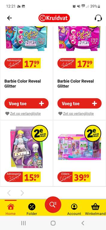 Barbie korting + 2e helft vd prijs