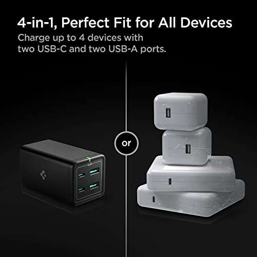 Spigen USB-C-oplader, 120 W GaN Fast 4-poorts USB C laadstation
