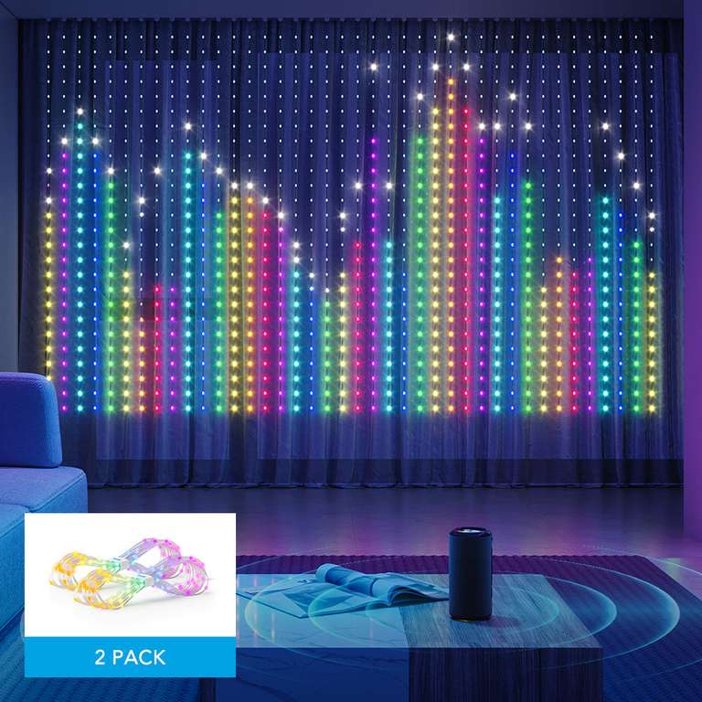 Govee Curtain Lights (520 RGBIC LEDs, WiFi, Bluetooth, 2m*1.5m) voor €90 @ Govee