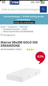 Gold matras bij Jysk 50-60% korting