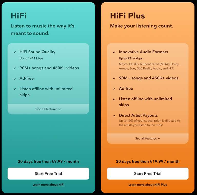 TIDAL HiFi Plus €0,82 of HiFi Plus Family voor €1,27 Via Argentinië VPN