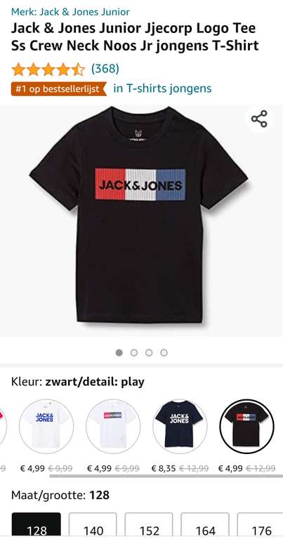 Jack & Jones Junior Jjecorp Logo Tee Ss Crew Neck Noos Jr jongens T-Shirt