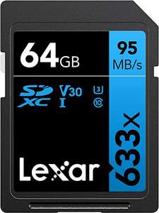 Lexar Professional 633x 64GB SD Kaart, SDXC UHS-I Geheugenkaart, Tot 95 MB/s Lezen, voor Middelgrote DSLR, HD-Camcorder, 3D-Camera