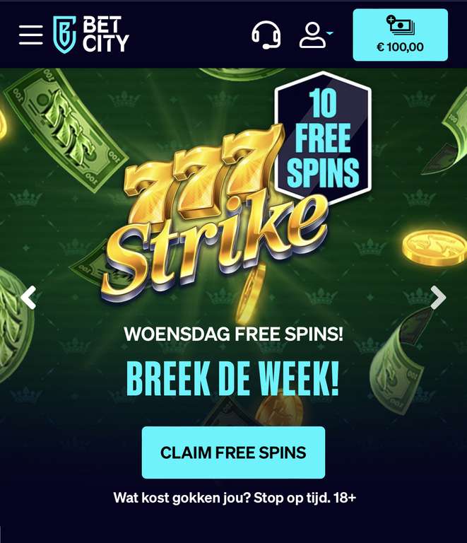 Betcity: 10 free spins te claimen