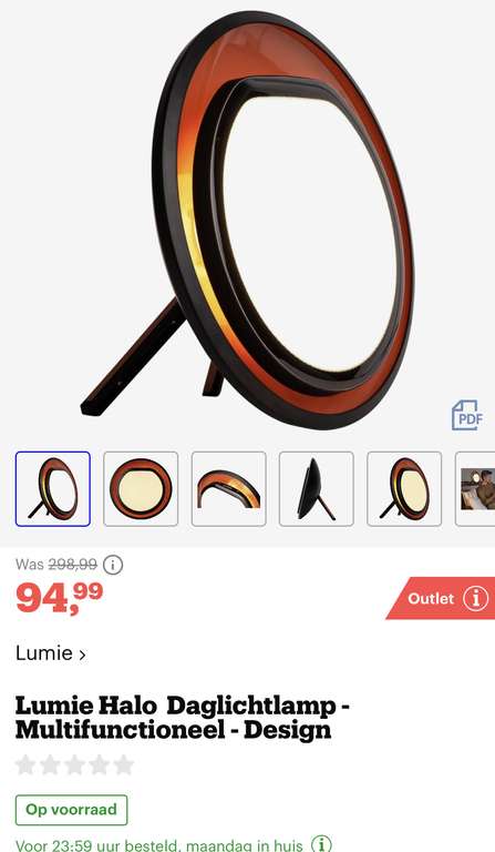 [bol.com] Lumie Halo Daglichtlamp - Multifunctioneel - Design €94,99