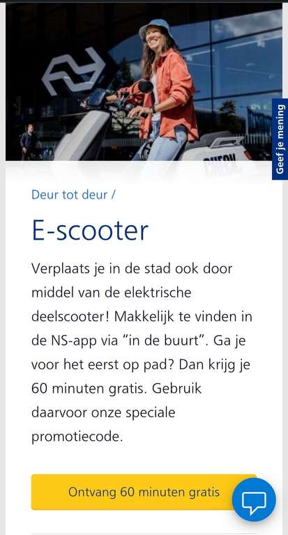NS E-scooter 60 minuten gratis