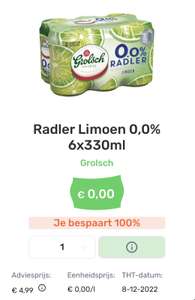 Gratis Grolsch 6pack blik Radler Limoen op Foodello