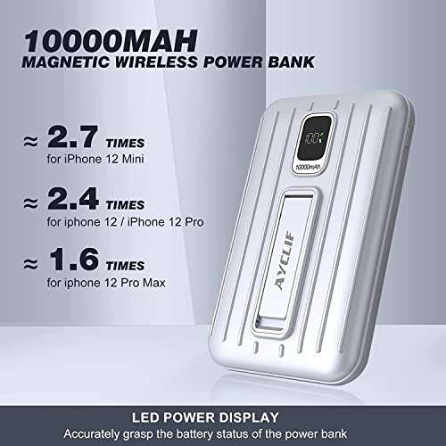 AYCLIF Magnetische draadloze powerbank, 10.000 mAh - Met coupon van 80%