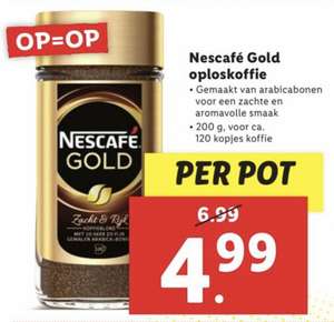 Nescafé Gold oploskoffie - 200gr bij Lidl en Hoogvliet