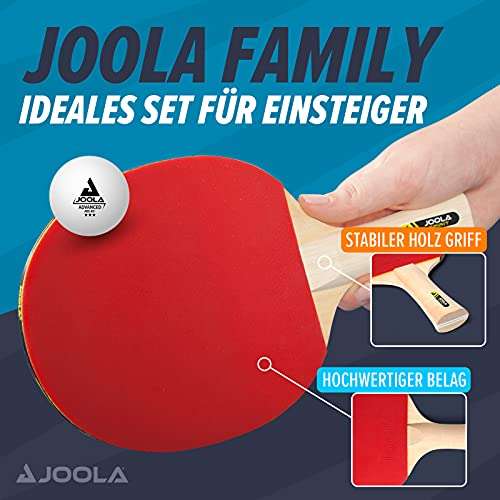 JOOLA Tafeltennisset Family, 4 tafeltennisbatjes + 10 tafeltennisballen + tas