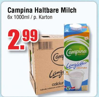 Langlekker halfvolle melk calcium+, 6 pakken voor € 2,99