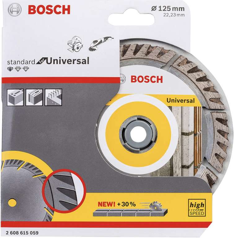 Bosch Professional Diamantdoorslijpschijf Standard for Universal (beton en metselwerk, 125 x 22,23 mm, accessoire haakse slijper)