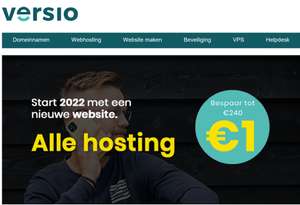 (Shared) hosting pakket, 1 jaar voor €1,- @Versio