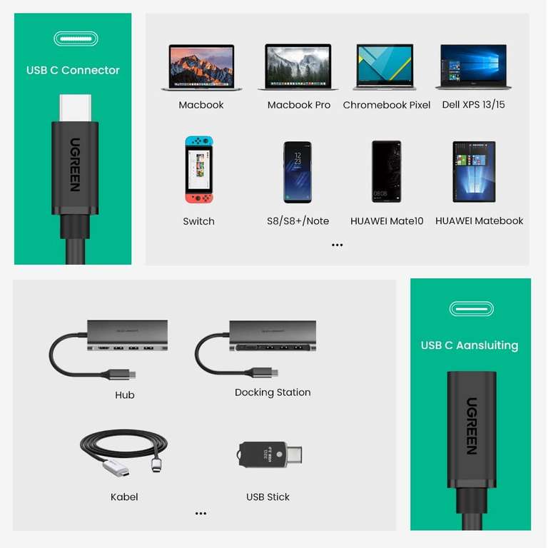UGREEN USB-C verlengkabel voor €11,39 @ Amazon NL